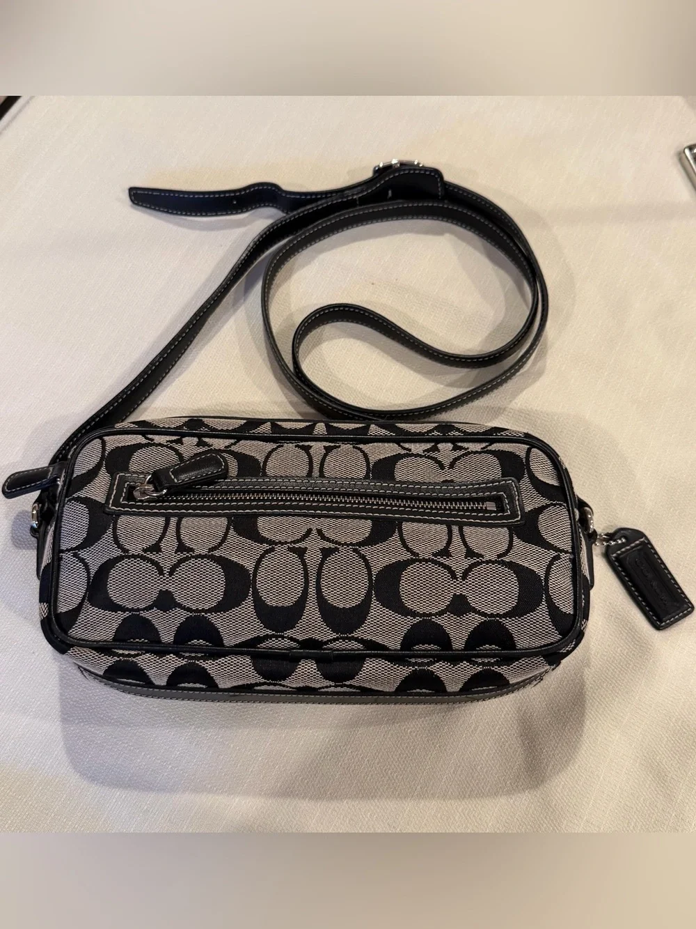 Coach Black & Gray Signature Canvas Monogram Y2K EUC